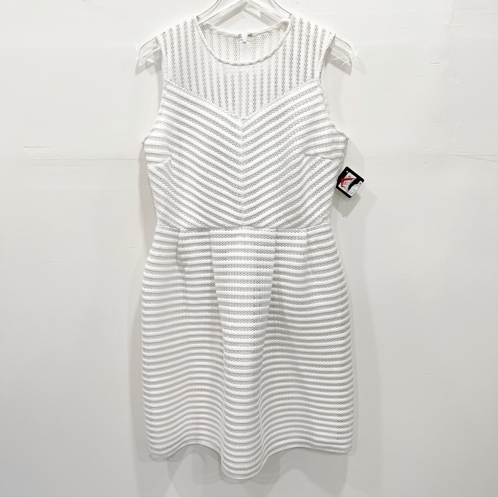 Halogen White Sleeveless Fit & Flare Eyelet Dress Size Large